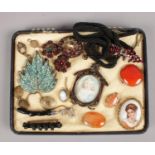 A collection of vintage jewellery. Includes pendants, Limoges brooch etc.