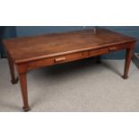 A large mahogany library table fitted with two skirt drawers. (H78cm x W198cm x D94cm)