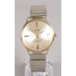 A 9 carat gold cased Accurist 21 jewel gents automatic wristwatch, with stainless steel expanding