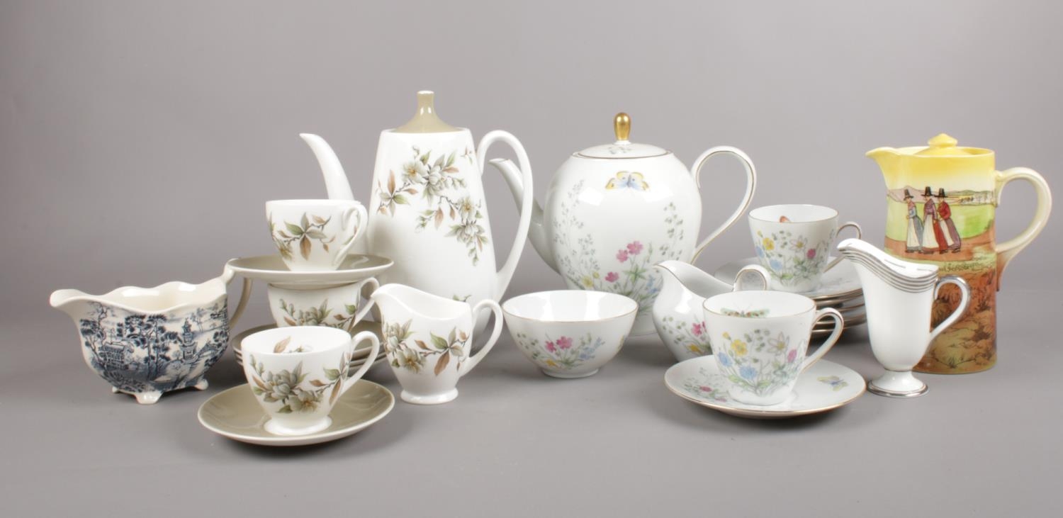 A group of ceramic's. Royal Doulton, Royal Adderley, Johnson Bros examples etc