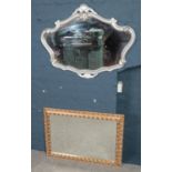 Two wall mirrors. Including ornate gilt framed bevel edge example.