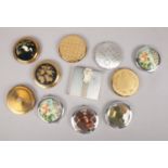 A collection of powder compacts. Includes Stratton, Volupte etc.