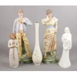 A mixed group of mainly figures. Includes Willow Tree, Royal Worcester Moments, pair of bisque