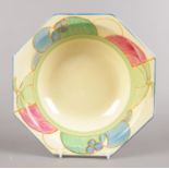 A Clarice Cliff Bizarre fruit bowl in the Pastel Melon design. (Diameter 23cm). Good condition.