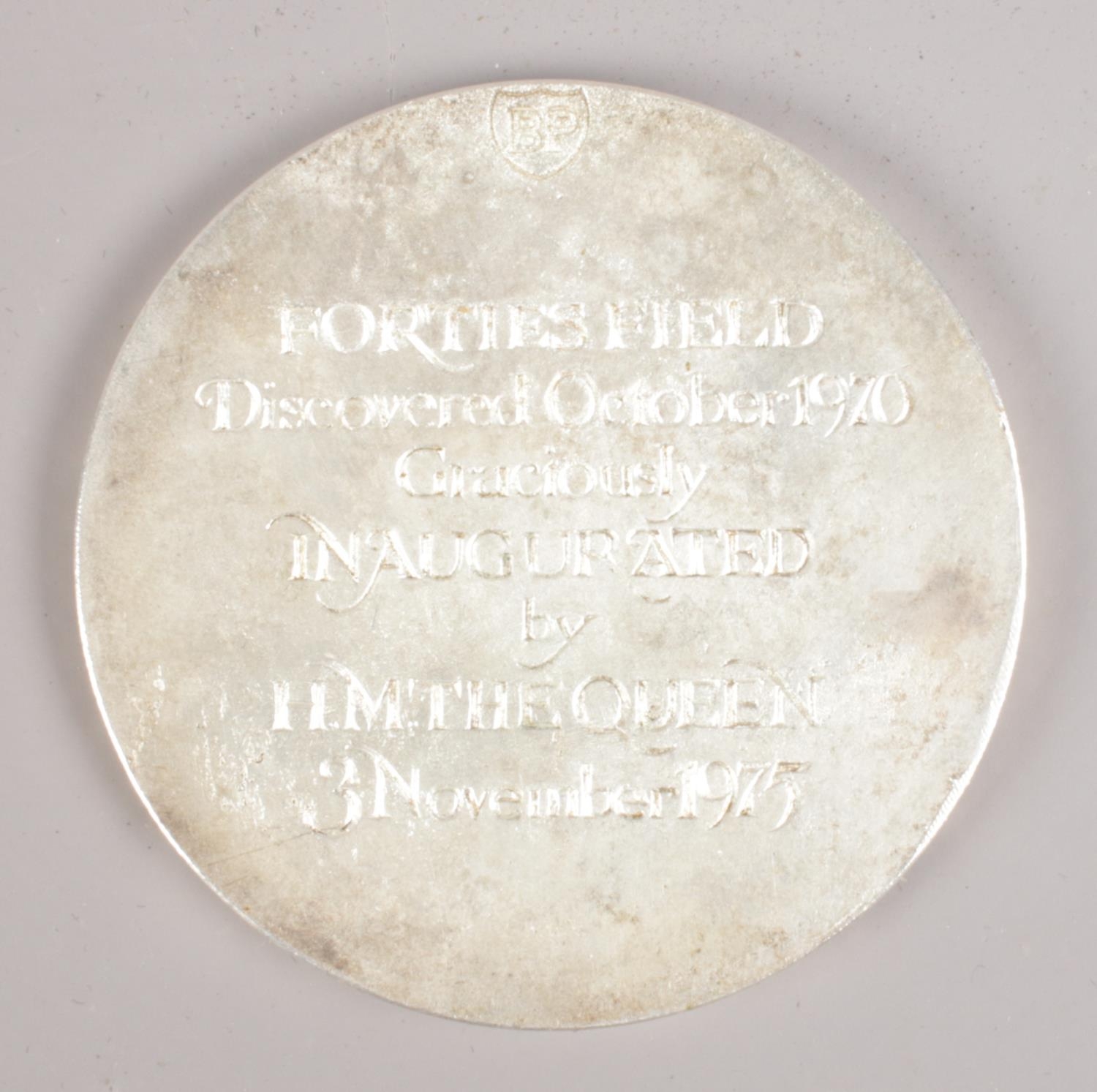 A BP white metal Forties Field inauguration medal in Algernon Asprey case. - Image 3 of 3