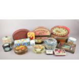 A collection of vintage decorative tins. Comprising of 'Blue Bird Toffees', 'Rowntree', 'Gray Dunn