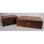 Two Mahogany & Rosewood boxes. in need of some restoration.