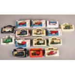 A collection of 15 Lledo Days Gone die cast vehicles. Horse Drawn Delivery Van Royal Mail, Renault