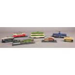 A group of die cast trams. Atlas Editions Collections Blackpool Balloon Tram, Railcoach 1937,