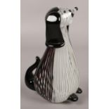 A vintage Murano glass Dino Martens style black & white striped dog figure. 18cm height.