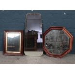 Three wall mirrors. wooden framed examples.