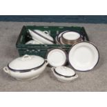 A group of ceramic's. Myott & Son, Osbourne China examples. Lidded tureens, dinner plates, side
