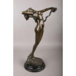 A contemporary bronze of 'The Vine' after Harriet Frishmuth. Raised on a marble base. H:40cm.