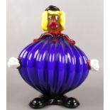 A 1960's Murano art glass clown. The figure of larger form with typical features and a large