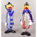 Two 1960's Murano Art glass clowns. 29cm height (tallest)