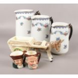 A selection of various named ceramics. To include a 'Sylvac' No 3138 donkey and cart, three