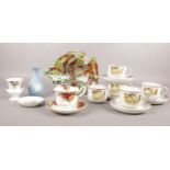 A collection of ceramic's. Royal Albert 'Old Country Roses' cup/saucer, Wedgwood 'Jasperware' bud