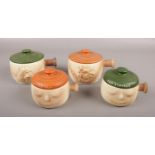 Four novelty Sylvac storage pots. Two Pan Scourers, Lard and Beef Dripping. Lard and Beef Dripping