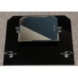 A vintage bathroom wall mirror with chrome fittings. 36cm height 56cm width.