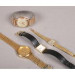Four ladies and gents wristwatches. Includes Marvin and Baume manual examples and Sekonda and