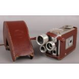 A cased Brownie cine camera.