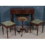 Four pieces of occasional furniture. Including serpentine side table, leather inset occasional