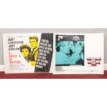 Two vintage film posters. Comprising of Paul Newman 'The Mackintosh Man' & Burt Lancaster & Judy