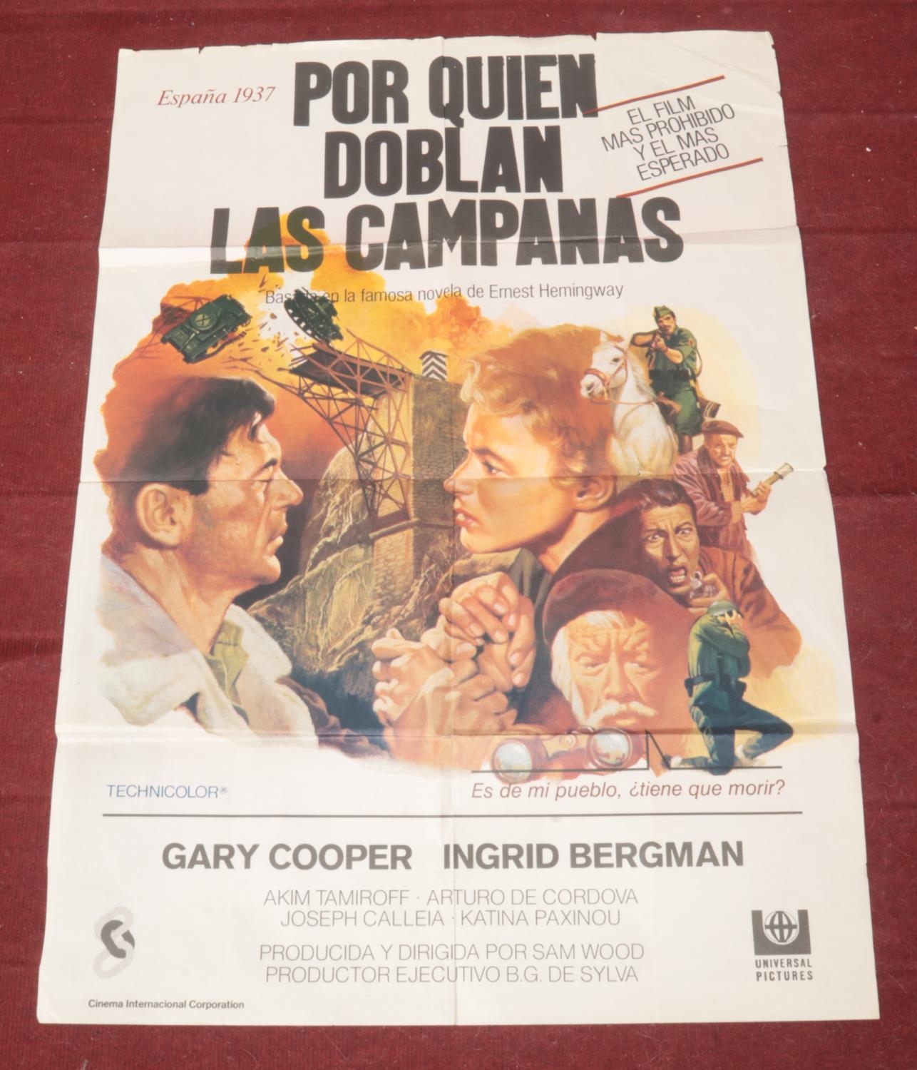 Two South American Vintage Film Posters. To include 'Por Quien Doblan Las Campanas' Starring - Image 2 of 3