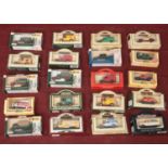 A collection of 20 Lledo Days Gone die cast vehicles. Renault Van 1912 Royal Mail, Rolls Royce