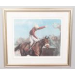 A Peter Mailer Yates signed limited edition print of 'Red Rum, Grand National 1977 (76/850). H: