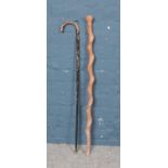 Two walking sticks. Includes twist example.