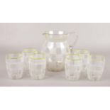 A vintage glass lemonade set, with chequered design.