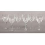 A group of six Waterford crystal hock/wine glasses. 15cm high.