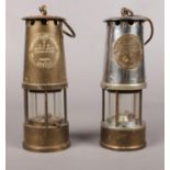 Two Protector Lamp & Lighting Co Ltd Type 6 safety miners lamps. (25cm height)