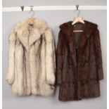 Two vintage fur coats and hat. To include a Blue fox fur coat with hinged hook fastening (Size 10-