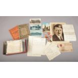 A small selection of German Ephemera from 1930's. To include pen pal correspondence between