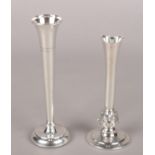 Two silver stem vases. One assayed London 1979 and the other assayed Birmingham 1966. 90g.