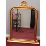 A gilt framed over mantel mirror. (110cm x 90cm)