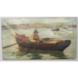 A. Buglass, an early 20th century unframed oil on canvas, fisherman in a rowing boat. Signed and