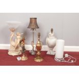 Two boxes of assorted table lamps.