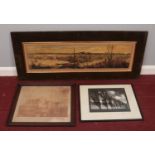 Three framed pictures. To include a framed black & white photograph of 'The Badsworth Poplars', a