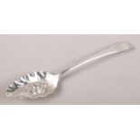 A George III silver berry spoon. Assayed London 1806 by William Eley & William Fearn. 62g.