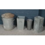 A collection of steel bins. Including galvanised examples, etc.