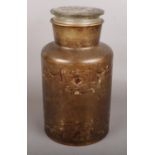 A large glass Chemist Display Jar and Stopper with Etched Scroll Pattern. Height = 32cm.