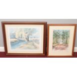 Jack Lang, Framed watercolour titled Forest of Dean along with a S.Plate framed watercolour