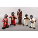 Five pottery figures of musicians.