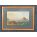 John Shapland, a late 19th/early 20th century watercolour, coastal scene, Lands End. 27.5cm x 45.5cm