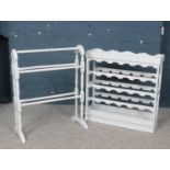 A painted towel rail (62.5cm w 78cm h) & painted wine rack (70cm h 70cm w)