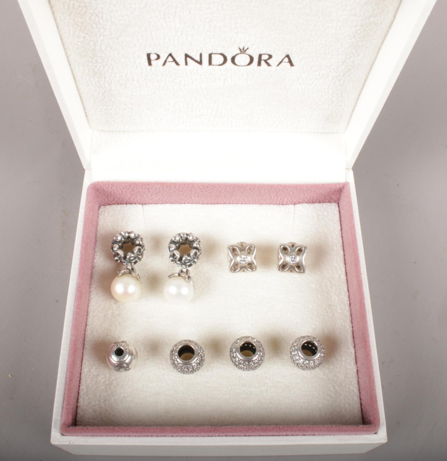 Eight Sterling Silver (925) discontinued Pandora charms in original box. - Image 2 of 2