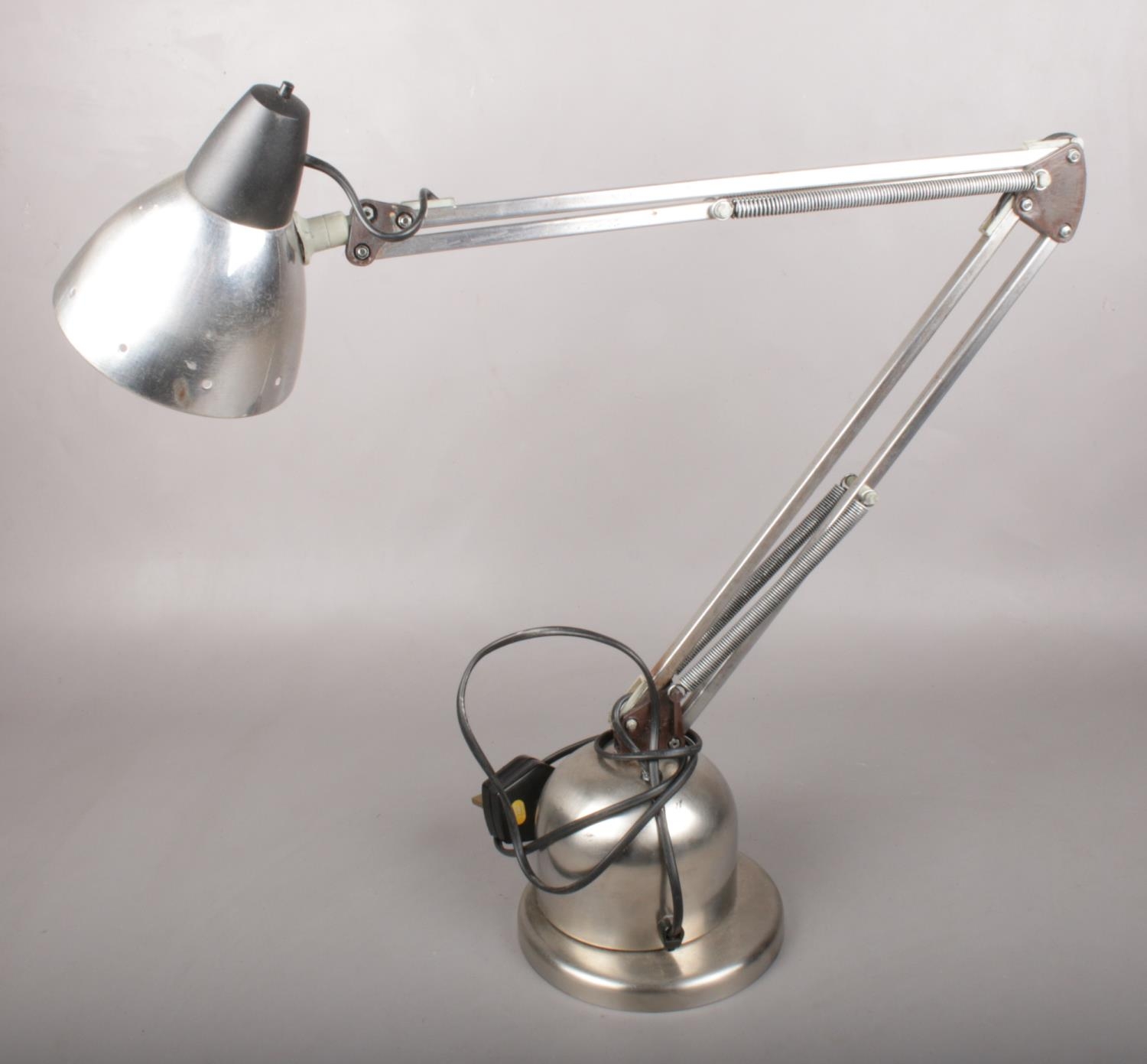A HCF Denmark stainless steel anglepoise lamp.